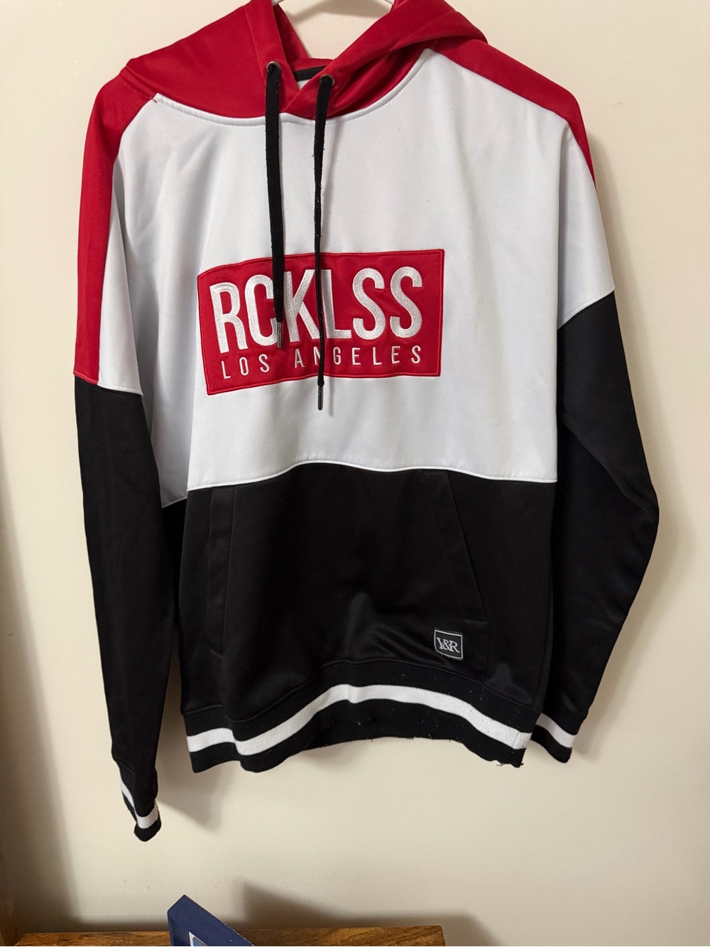 Young & Reckless Red White and Black Colorblock Hoodie